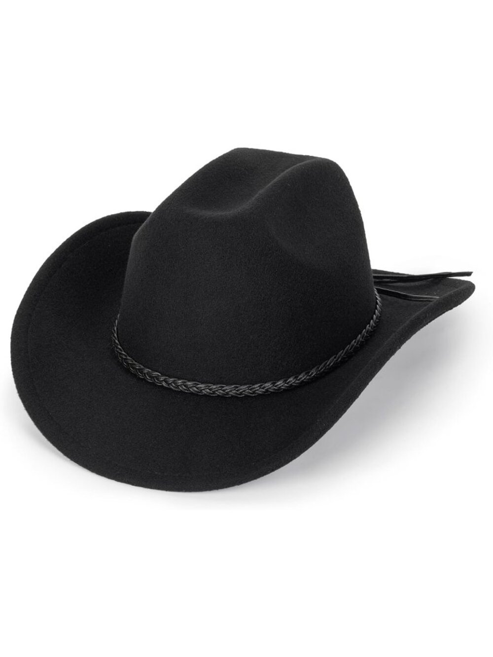 Unisex Black 1 Western Cowboy Hat Classic Roll Up Fedora Hat with Buckle Belt